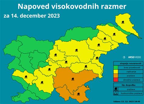 Nevarnost poplav Arso izdal oranžno opozorilo Žurnal24