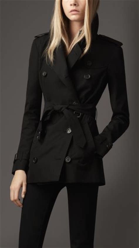 Burberry Short Cotton Gabardine Trench Coat In Black Jet Black Lyst