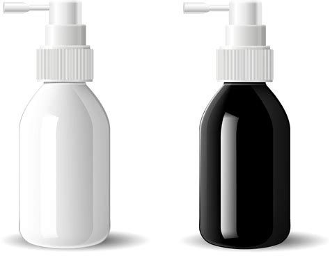 Black And White Glass Moisturized Spray Cosmetic Bottles Mock Up Set Vector Illustration Blank