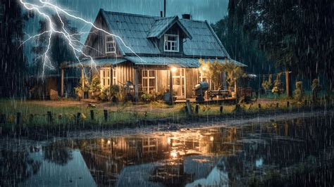 El Trueno Y La Lluvia Caen Sobre La Casa De Campo El Sonido De La