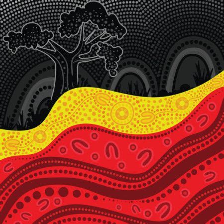 Aboriginal flag colors in a dot art painting of aboriginal design ...