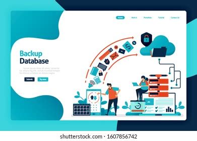 Backup Database Landing Page Design Secure Stock Vector Royalty Free