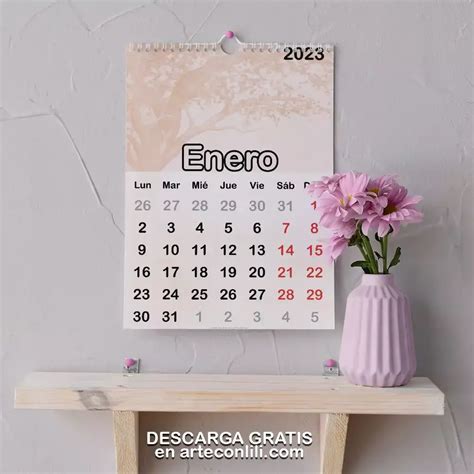 Calendario de pared para imprimir en pdf gratis usando un fondo árbol