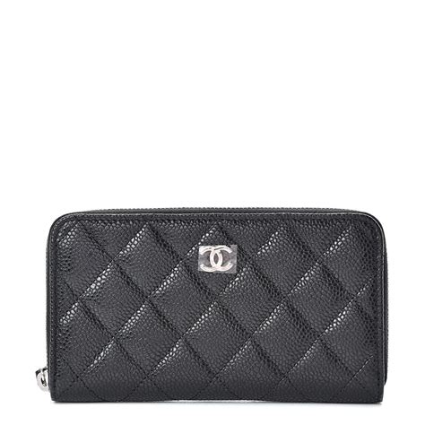 Chanel Caviar Quilted Small Zip Around Wallet Black 527949