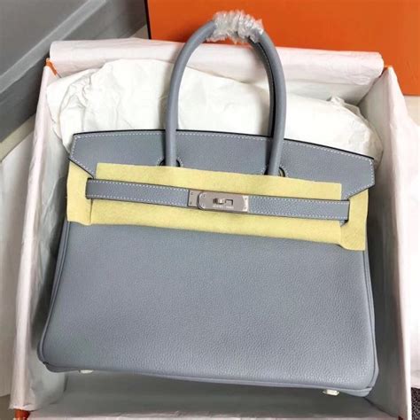 Hermes Birkin 35cm Togo bolsas de couro azul lin Luxo acessível