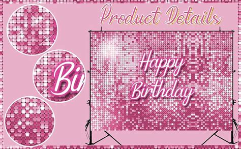 Amazon Ayayiya Pink Flash Square Birthday Backdrop Shining