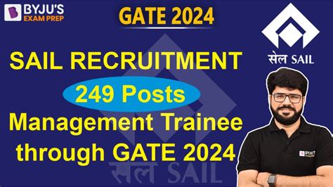 Sail Recruitment 2024 Management Trainee Through Gate 2024 249 Posts Byjus Gate Youtube