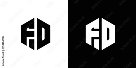 Letter FD Polygon Minimal Logo Design On Black And White Background ...