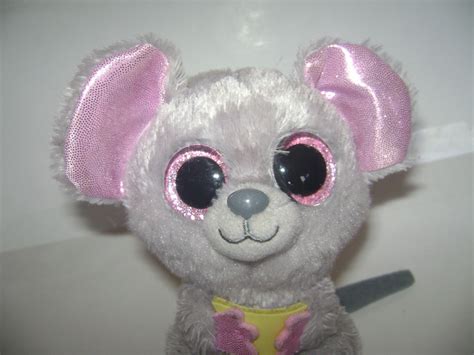 Ty Beanie Boos Squeaker The 6 Mouse Glitter Eyes Gray Stuffed Plush