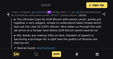 Reply On The Ultimate Case For M Bitcoin With James Lavish Ep