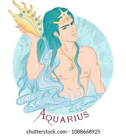 Zodiac Illustration Astrological Sign Aquarius Beautiful Stock