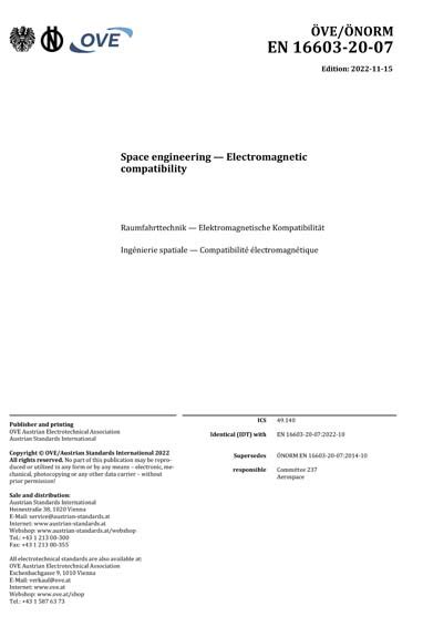 Ove Onorm En Space Engineering Electromagnetic