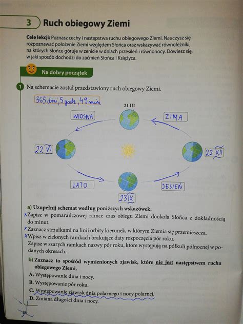 Ruch Obrotowy I Obiegowy Ziemi Sprawdzian Klasa Margaret Wiegel