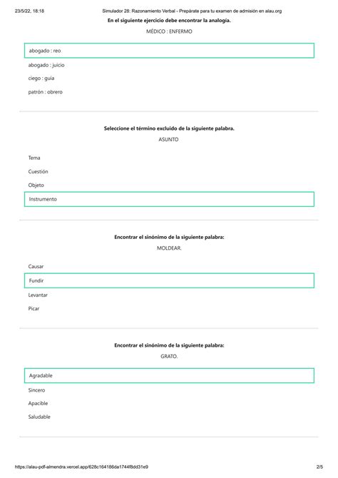 SOLUTION Simulador 28 Razonamiento Verbal Prep Rate Para Tu Examen De