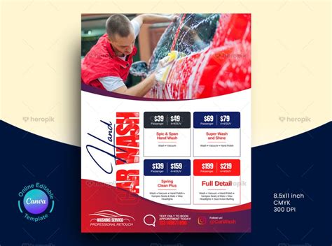 Car Wash Flyer Design Canva Template Heropik