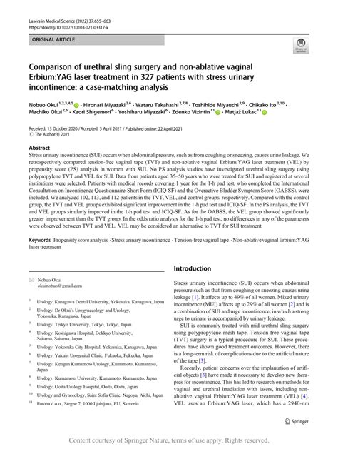 PDF Comparison Of Urethral Sling Surgery And Non Ablative Vaginal