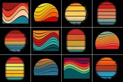 Retro Vintage Sunset Grunge Background Bundle Bundle Creative Fabrica