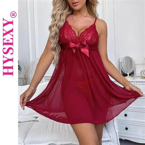 Hysexy Dress Lace Bra Underwear Set Baby Doll Erotic Lingerie Nightgown