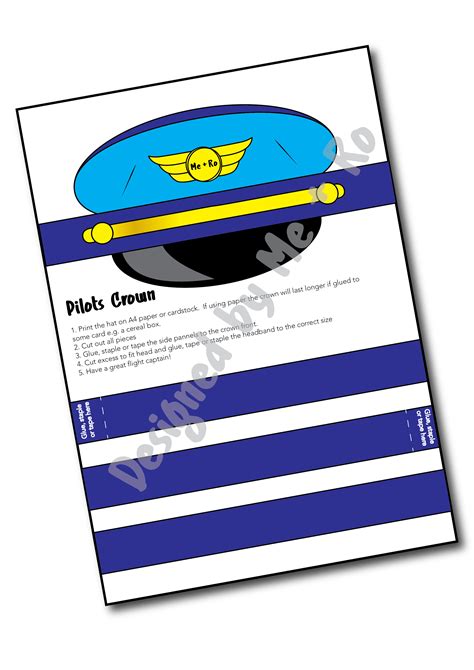 Pilot Cap Airline Paper Crown Career Day Printable Coloring Craft Activity Ph