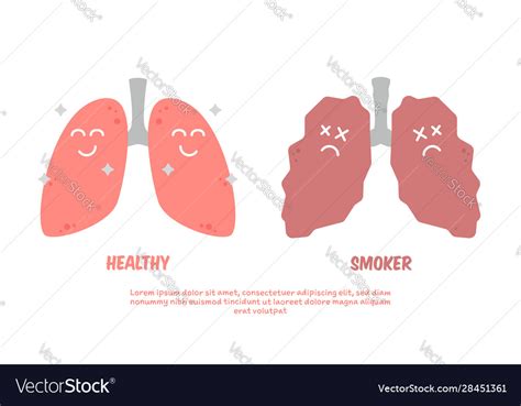 Healthy And Smoker Lung Cartoon Poster Comparison Vector Image