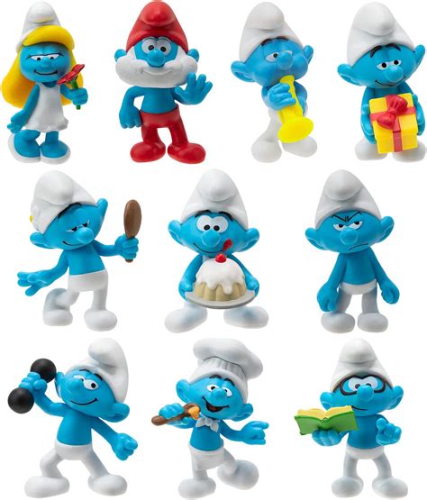 The Smurfs 40th Anniversary Classic Figure 10 Pack Features 2 Inch