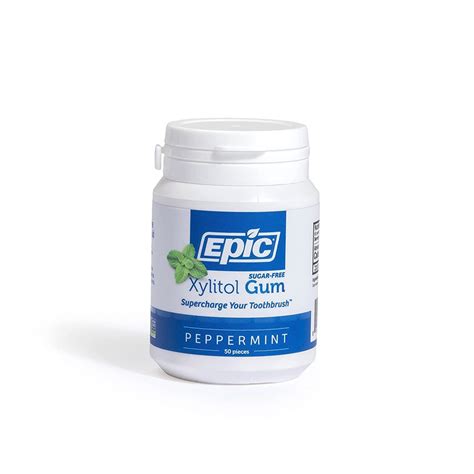 Epic Dental Xylitol Sugar-Free Gum Peppermint -- 50 Pieces - Vitacost