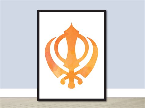 Orange Khanda Poster, Khanda Symbol, Sikhi, Punjabi Art, Sikh, Room Decor, Gurmukhi, Panjabi ...