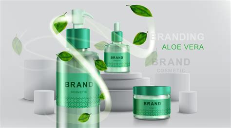 Cosmetics Or Skincare Product Bottle Mockup And Aloe Vera With