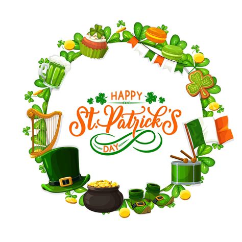 Happy Patricks Day Shamrocks Flag Cookies Frame 16540456 Vector Art At Vecteezy