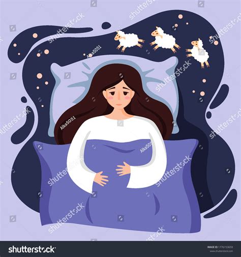 Insomnia Beautiful Young Girl Bed Open Stock Vector Royalty Free 1776153659 Shutterstock