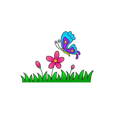 How to Draw a Butterfly and Flowers - Step by Step Easy Drawing Guides ...