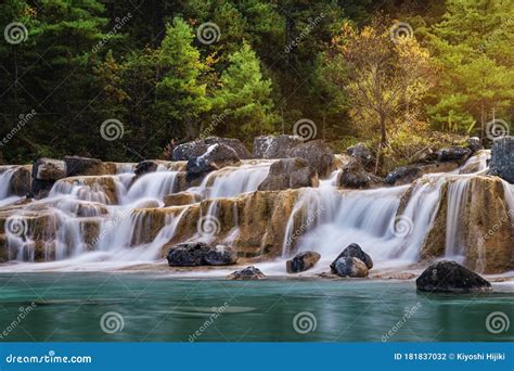 Waterfall in Blue Moon Valley in Jade Dragon Snow Mountain Stock Photo ...