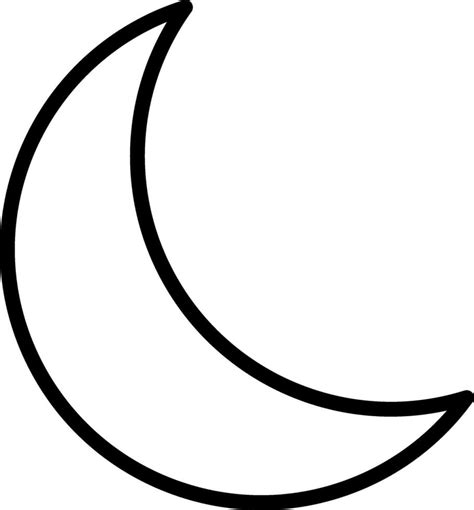 Black line art illustration of a crescent moon. 24925385 Vector Art at ...