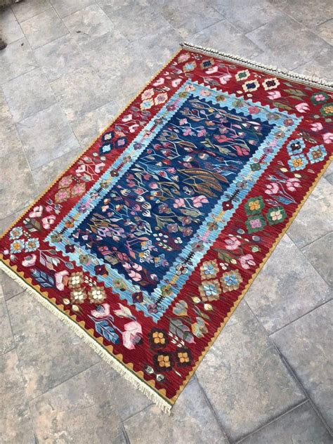 Handmade Blue Turkish Kilim Rug Vintage Rug Area Kilim Rug Etsy