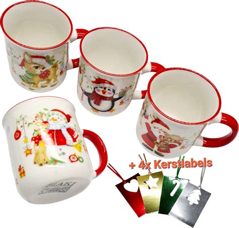 Set De 2x Mugs De Noël Ours Père Noël Cerf Tasses à Café De Noël