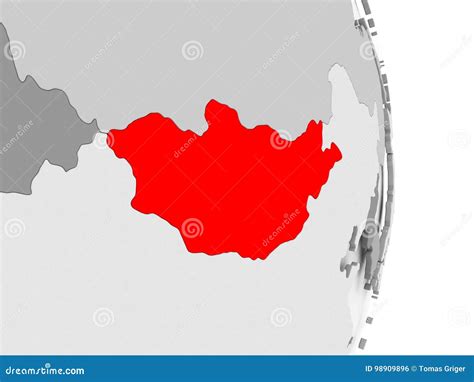 Mongolia On Grey Political Globe Stock Illustration Illustration Of