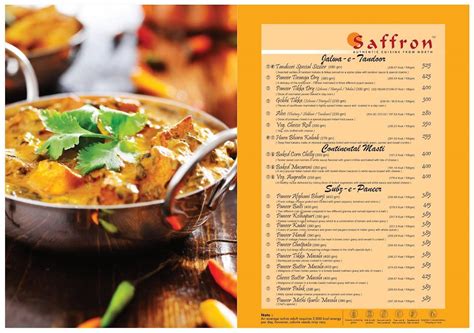 Menu At Saffron Restaurant Ahmedabad 1st Floor