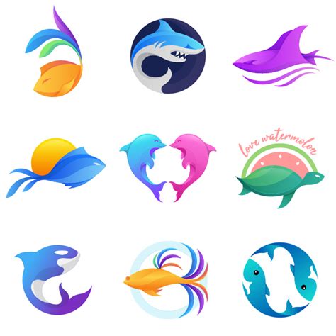 Life in aquarium logo vector set 688195 Vector Art at Vecteezy