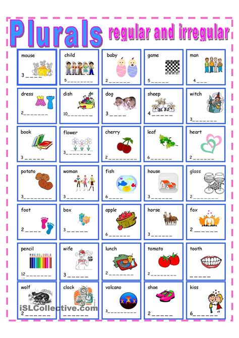 Irregular Plural Nouns Worksheets