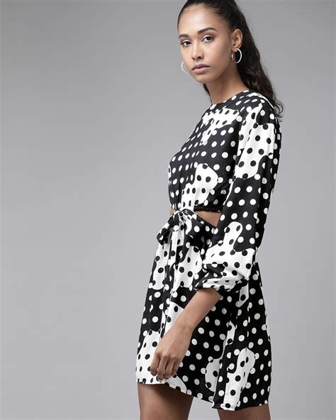 Buy Womens Black And White Polka Printed Dress For Women Black Online At