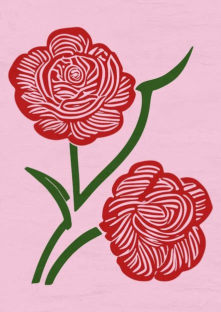 Premium Photo Linocut Flower Botanical Floral Minimalist Art