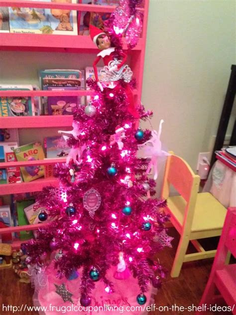 Elf-on-the-Shelf-Ideas-for-Home-Pink-Tree - Mom Envy