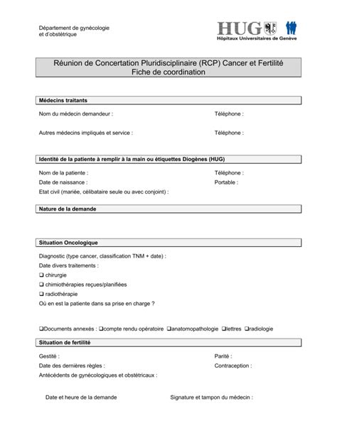 Réunion de Concertation Pluridisciplinaire RCP Cancer et Fertilité