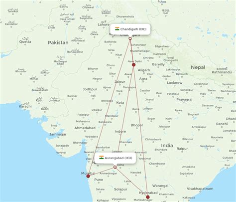 All Flight Routes From Aurangabad To Chandigarh IXU To IXC Flight Routes