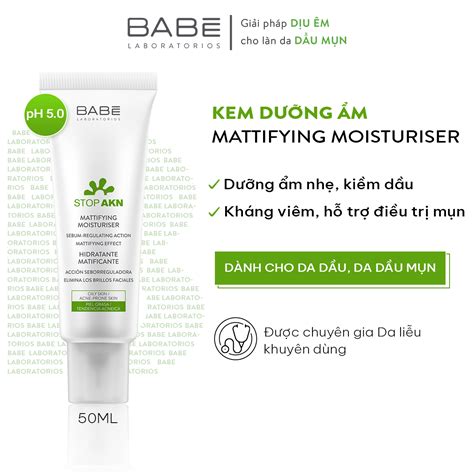 Kem dưỡng BABÉ Stop AKN Mattifying Moisturiser 50ml cho da dầu mụn