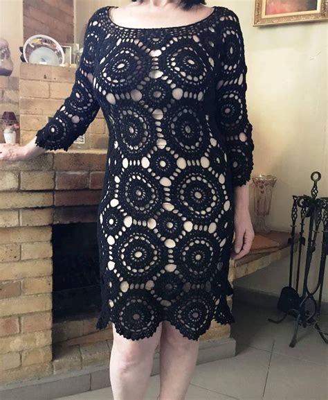 Black Knitted Lacy Dress Crocheted Black Dress Evening Lace Etsy