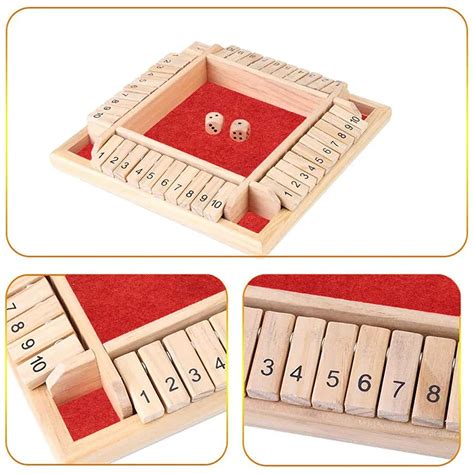 Deluxe Four Sided Numbers Shut The Box Board Game Set Dice Party