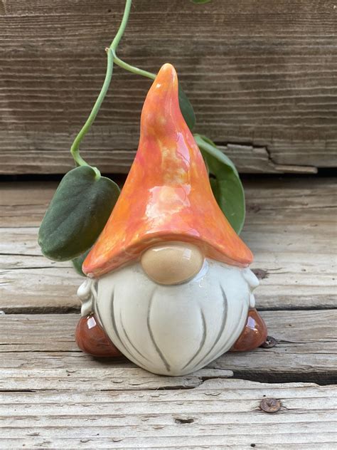 Hand Painted Ceramic Garden Gnome Etsy Ceramic Painting Ceramics