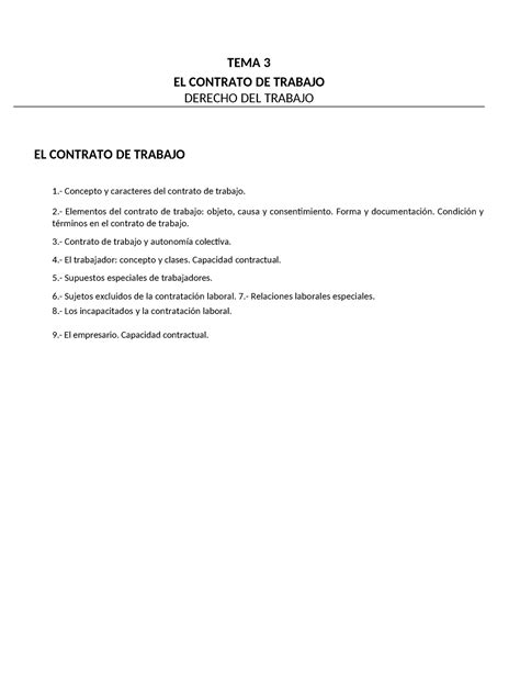 Tema 3 Contrato De Trabajo Y Modalidades Contractuales 2023 Tema 3 El