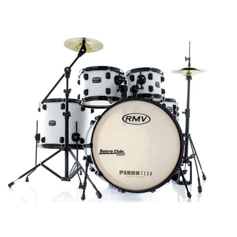 Bateria Rmv Fibertech Silky Branca Pratos Baquetas E